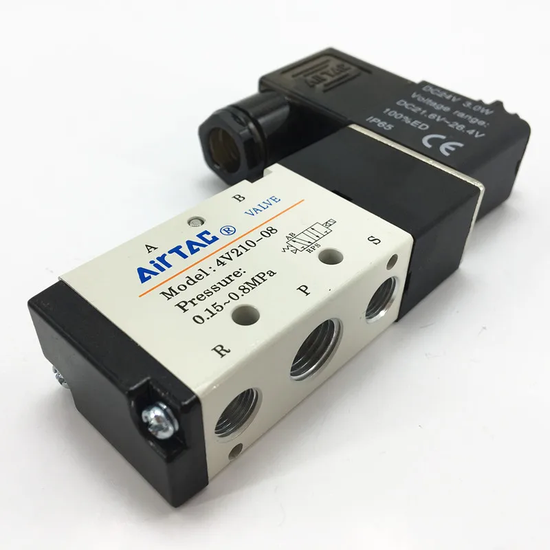 4V210-08 DC12V DC24V AC220V AC110V 1/" 5 способ 2 Позиции Airtac Электрический электромагнитный клапан 4V200 серии регулирующий клапан