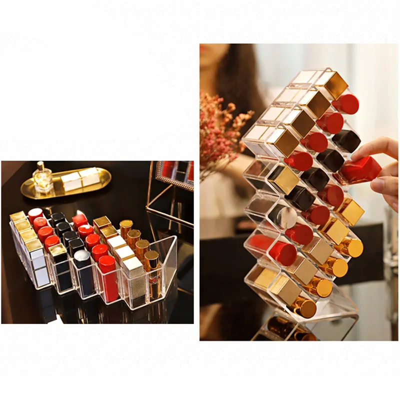 

10/16/28 Grids Acrylic Makeup Organizer Storage Box Cosmetic Lipstick Box Case Holder HANW88
