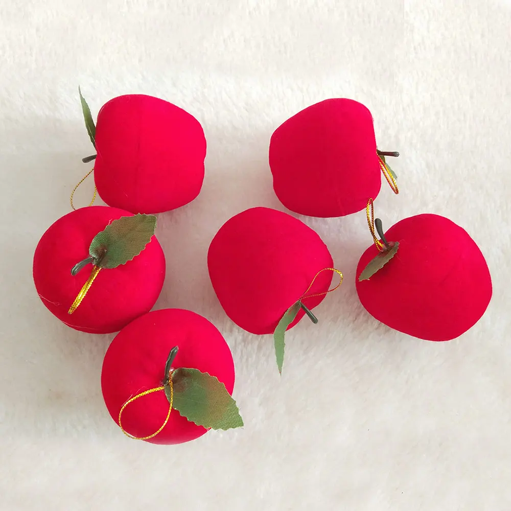 Red Apples 6 шт./упак. красные яблоки рождественские украшения для дома рождественские деревья подвески для вечеринок рождественское подвесное двери настенный Рождественский венок - Цвет: Red Apples