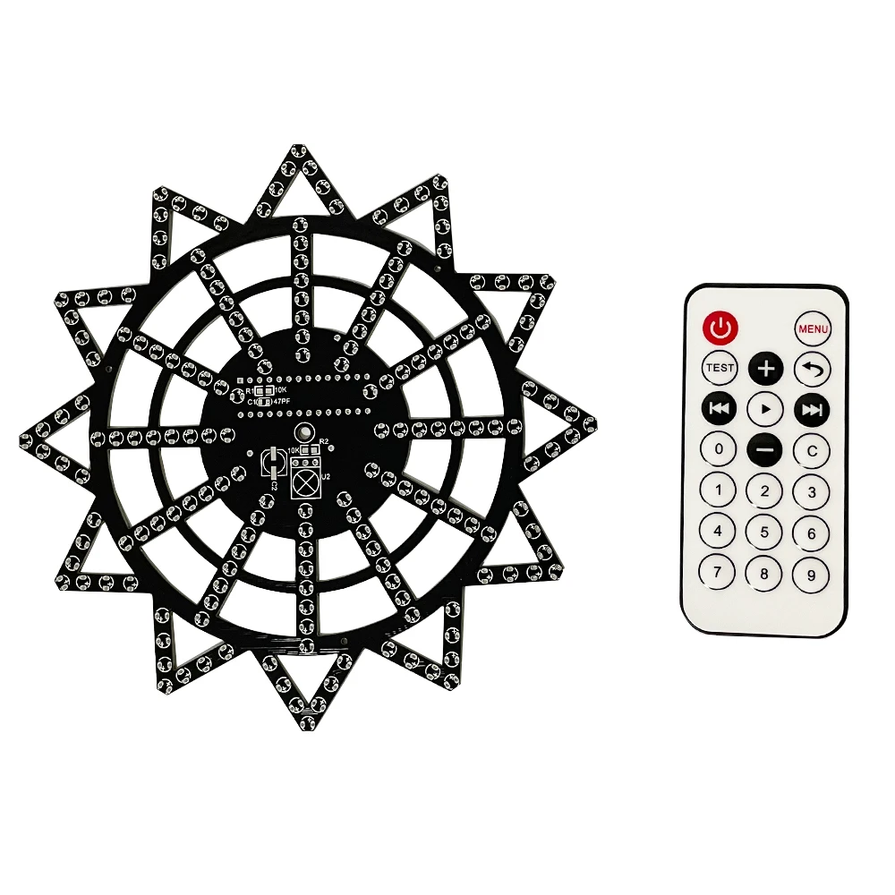 DIY electronice kit LED rotating ferris wheel circuit learning soldering 16kinds flashing mode remote control 5V input |