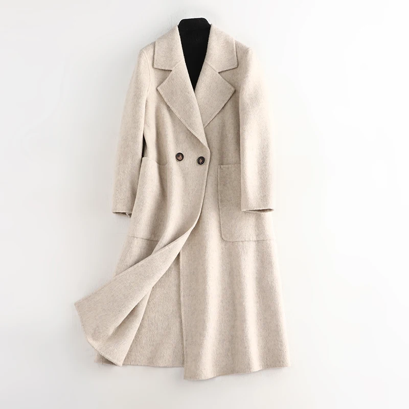 2019 весенне-осеннее модное длинное шерстяное пальто для женщин с длинными