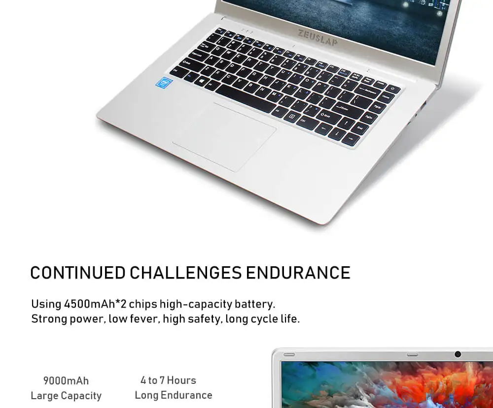 ZEUSLAP 15,6 дюйма, узкая рамка 1920x1080P FHD Intel четырехъядерный процессор 4 ГБ DDR3 64 Гб eMMC Windows 10 ультрабук ноутбук