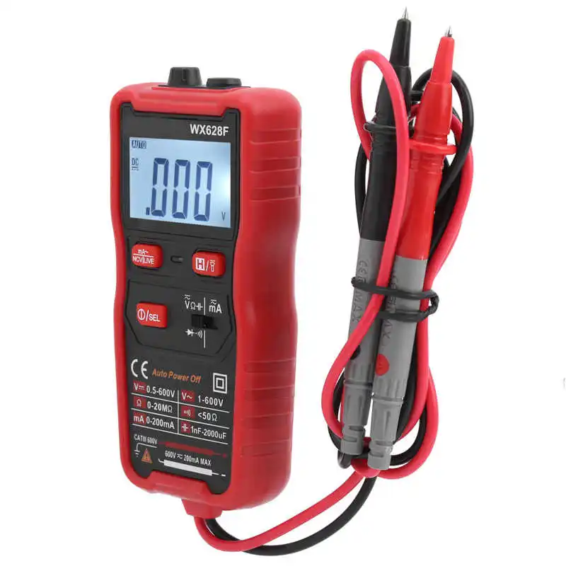 Цифровой профессиональный мультиметр WX628F Бесконтактный мини ампервольтметр с