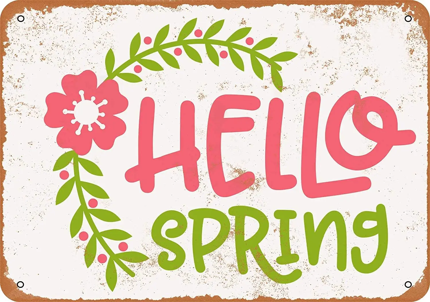 

WallColor 8*12 металлический знак Hello Spring, винтажный вид