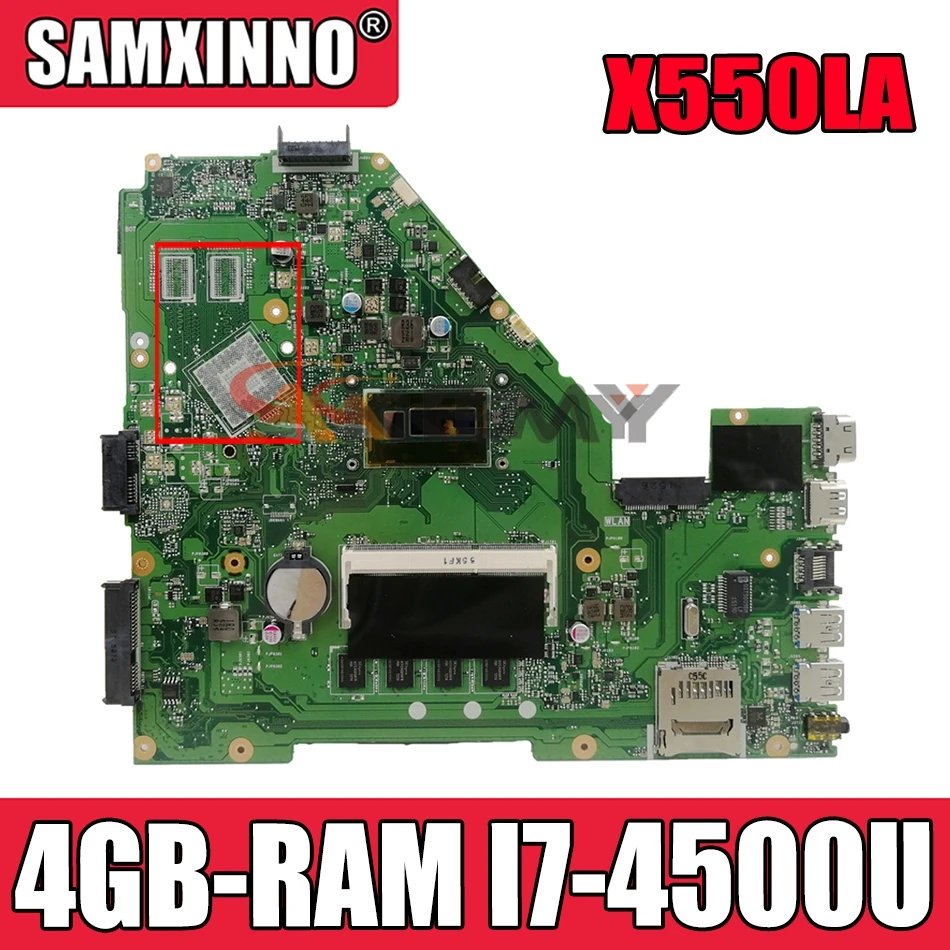 

Akemy X550LD материнская плата для ноутбука ASUS X550LA X550LC X550LN X550L оригинальная материнская плата DDR3L 4GB-RAM I7-4500U GM Дифференциальная Сигнализация пониж...
