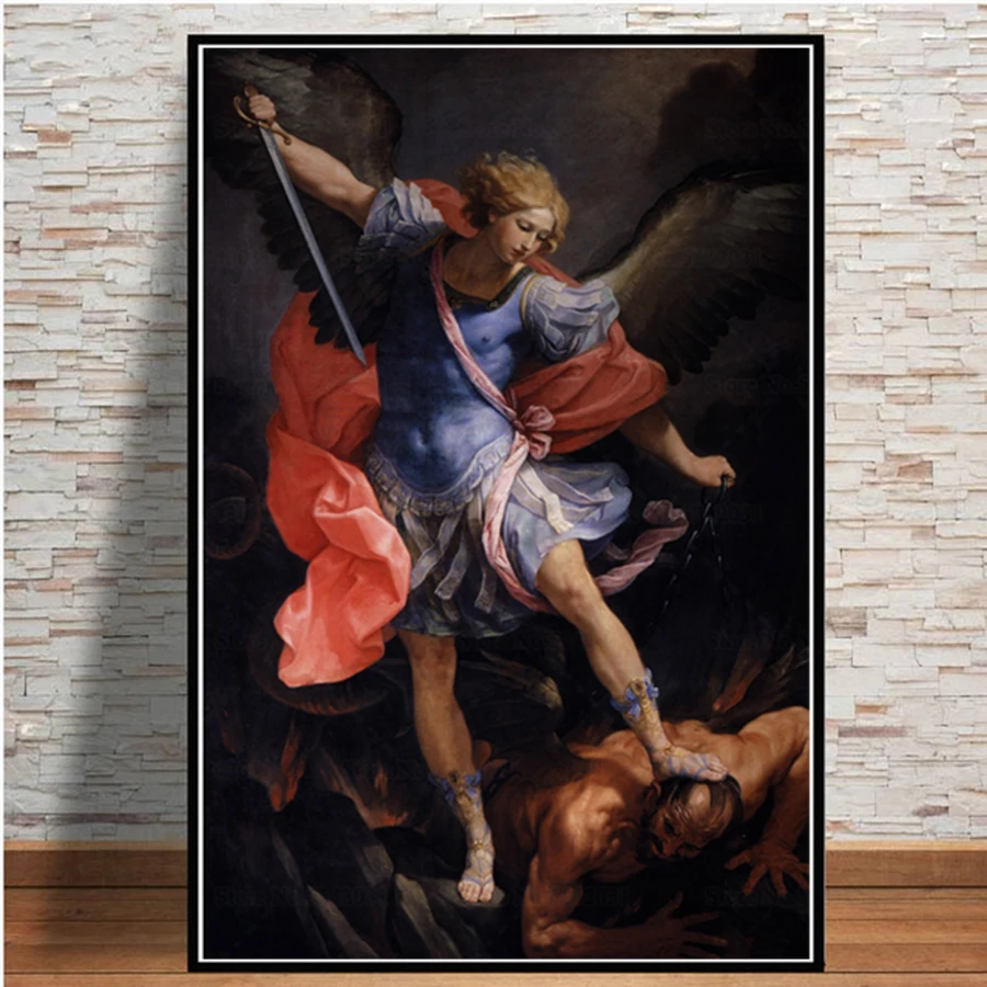 Guido Reni The Archangel Michael Defeating Satan 5D DIY full Rhinestone Mosaic Diamond Painting Gift Home Decoration