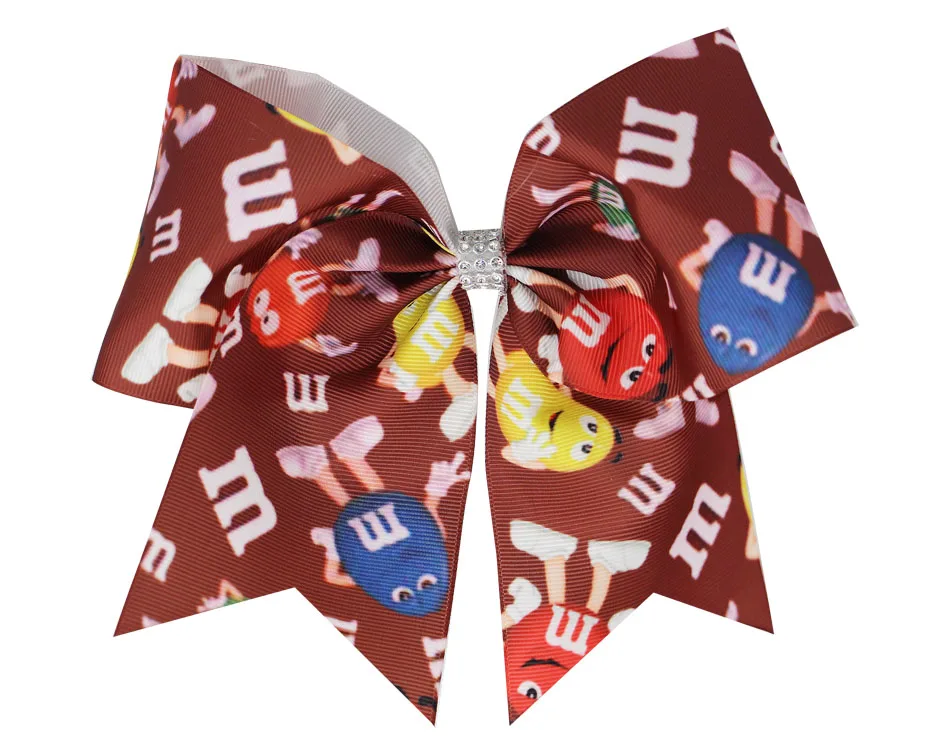 Новые 7 дюймовые банты для волос с принтом девочек эластичные ленты из полиэстера