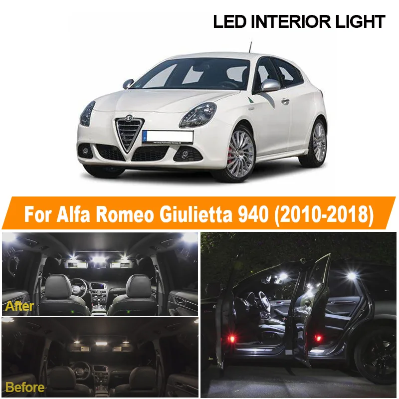Светодиодный светильник для салона Alfa Romeo Giulietta белый Canbus без ошибок 11 шт. 2010