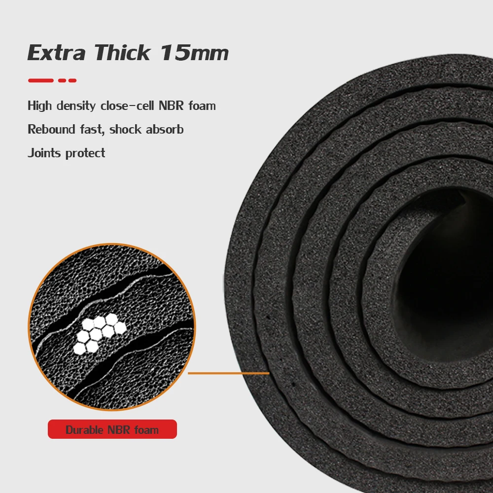 Большой коврик для фитнеса & йога XL 90 см шириной мягкий йоги каучук NBR 15 мм занятий