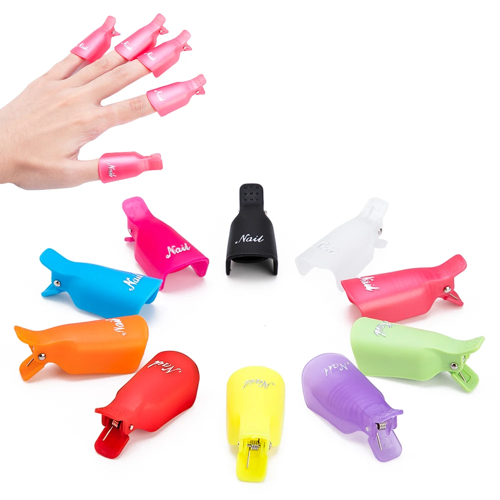 10 шт. пластиковый дизайн ногтей замачиваемый колпачок зажим средство для снятия