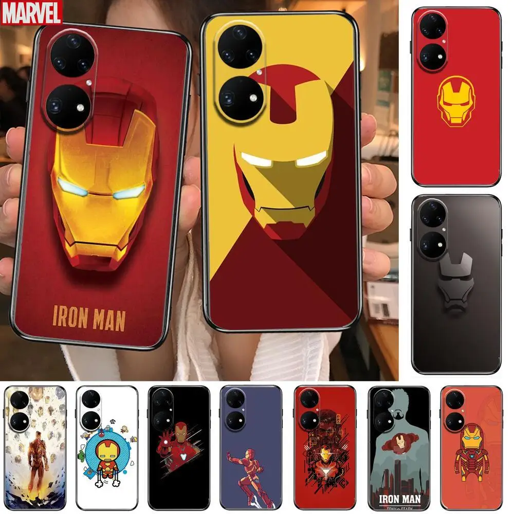 

Iron Man Cartoon Phone Case For Huawei p50 P40 p30 P20 10 9 8 Lite E Pro Plus Black Etui Coque Painting Hoesjes comic fas