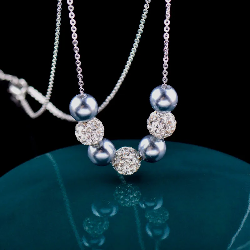 LEEKER винтажное серое белое жемчужное ожерелье для женщин Rolling Crystal Beads розовое золото серебро цвет цепи 188 LK1