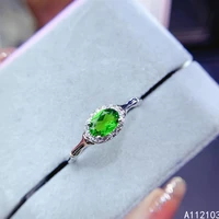 kjjeaxcmy fine jewelry 925 sterling silver inlaid natural diopside girl fresh chinese style oval gem ring support test