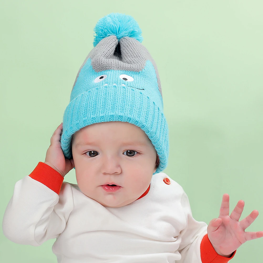 

Children Cartoon Hat Warm Crochet Winter Knitting Hat Cute Baby Toddler Beanie Caps Hemming Caps Girls Boys Baby
