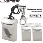 JASTER USB 2,0 мини металлический серебристый с брелоком usb флэш-накопитель 4 ГБ 8 ГБ 16 ГБ 32 ГБ 64 ГБ 128 Гб флэш-накопитель (более 10 шт. бесплатный логотип