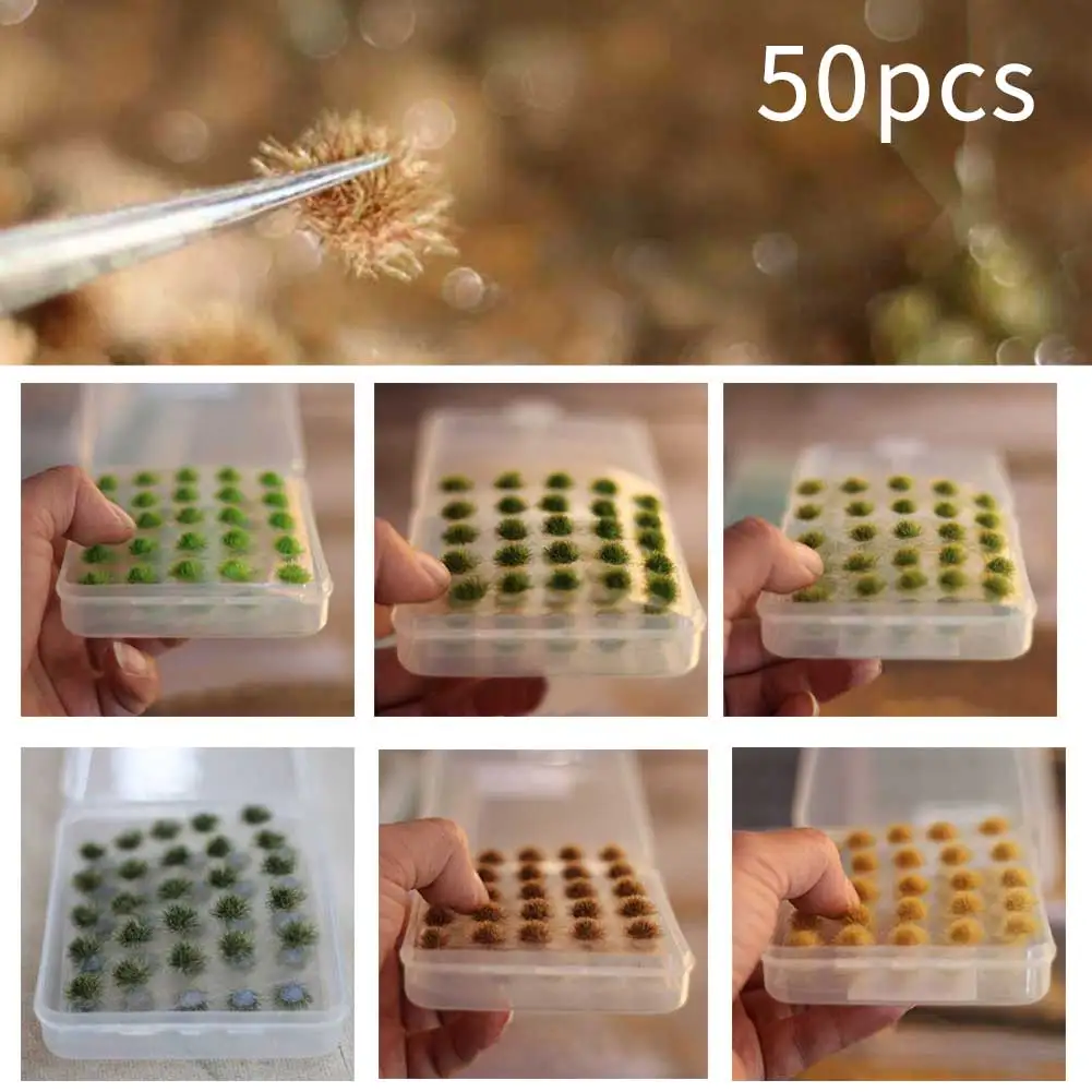 

50Pcs Multi-terrain DIY Scenery Multipurpose Architecture Model Grass Cluster 5mm Table Simulation Scene Micro Landscape
