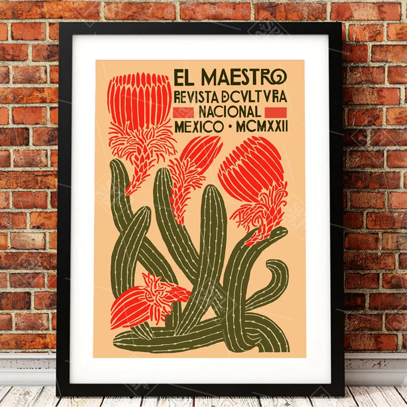 Настенная живопись на холсте HD печать винтажный мексиканский кактус растение