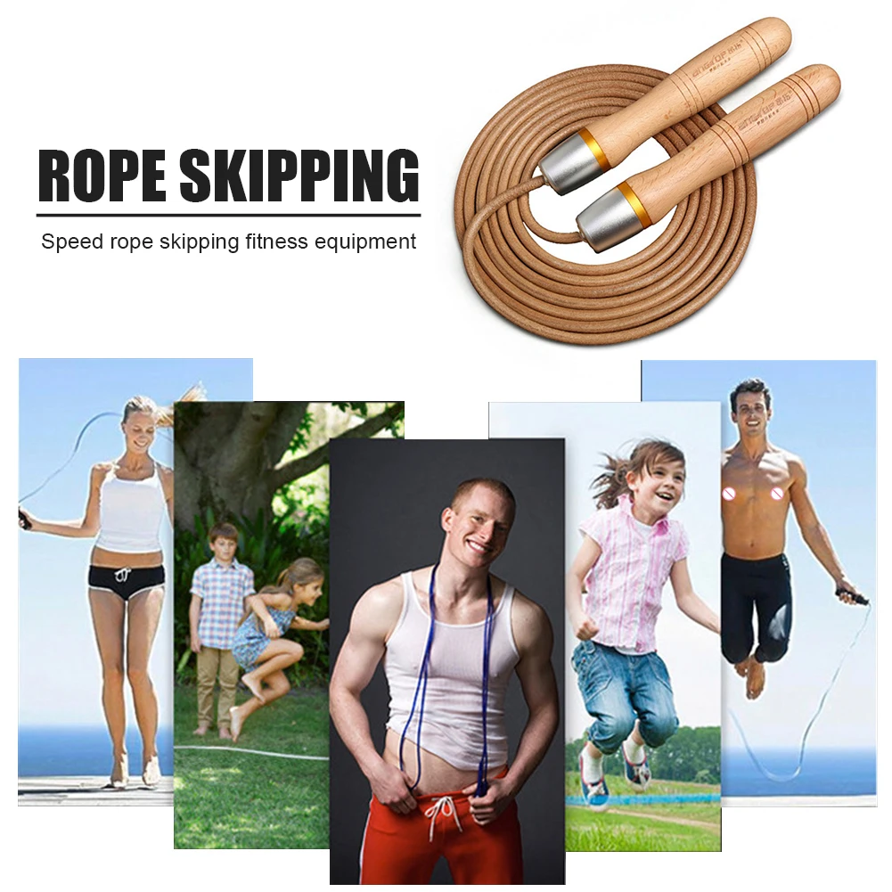

3m Adjustable Adult Jump Rope Metal Bearing Speed Wood Handle Skipping Rope