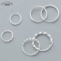 genuine real pure solid s990 925 sterling silver hoop earrings for women girl child jewelry female round hoop earrings bijoux