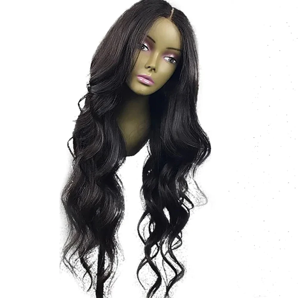 Human Hair Glueless Lace Front Lace Front Wig style Brazilian Hair Wavy Natural Wave Wig 130% Density 10-24 inch with Baby Hair