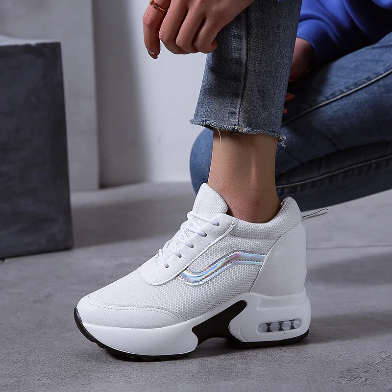 кроссовки женские Высота каблука 8 см 3 1 модные на танкетке женская обувь с