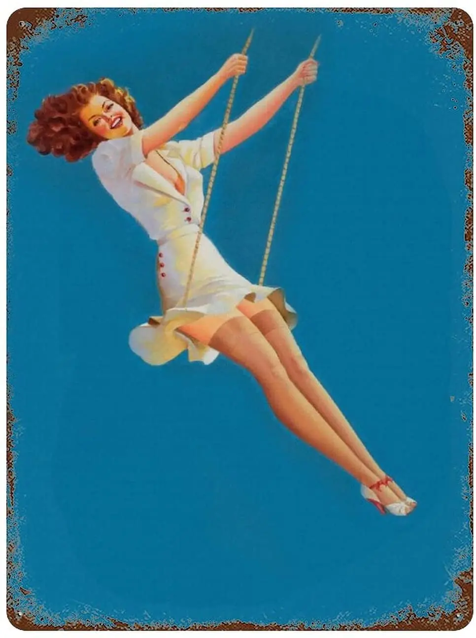 

ArogGeld Vintage Pin Up Girl Sexy Ladies Metal Signs Retro Women Metal Signs Vintage Funny Cafe Bar Garage Yard Signs