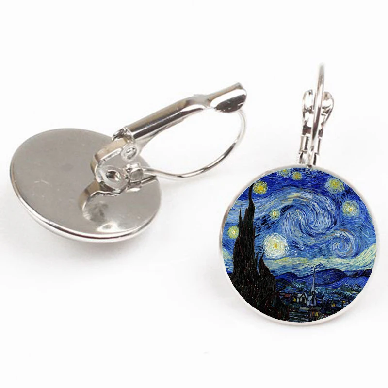 Серьги с изображением Ван Гога в стиле ретро Висячие круглые украшения