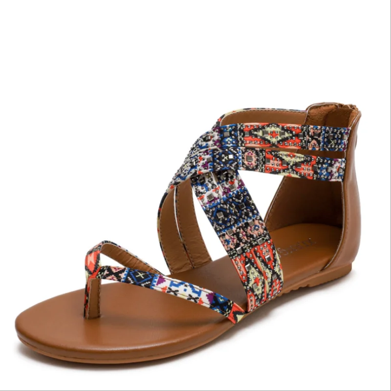 

2021 summer new casual fashion all-match elegant, refined and beautiful ethnic style Roman flat-bottomed Bohemian sandals XM066