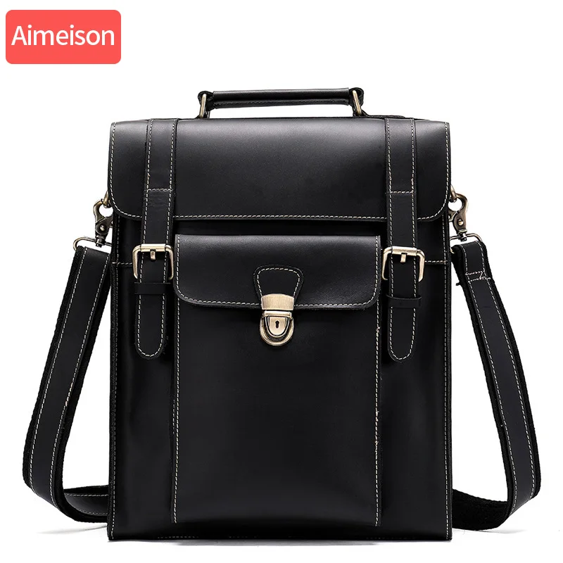 Aimeison Genuine Leather real leather laptop bag business Cowhide Men Crossbody Bag Men's Travel briefcase | Багаж и сумки