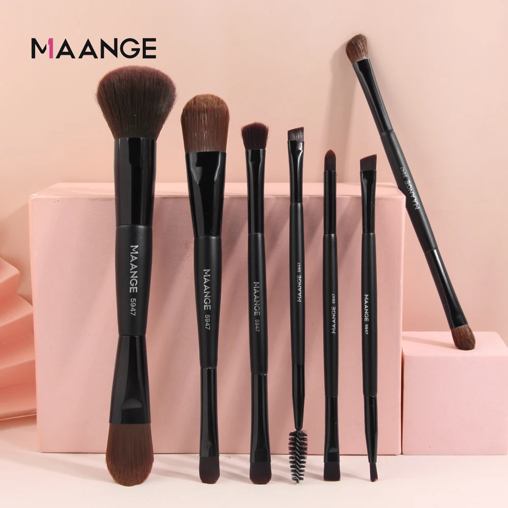 

MAANGE Makeup Brush Set Black Concealer Foundation Blush Powder Blend Cosmetic Make Up Brushes Eyeshadow Fan Highlighter Brush