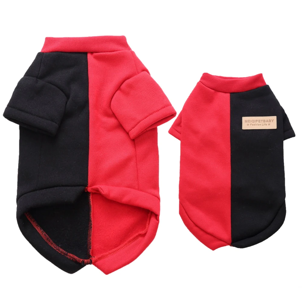 Домашних животных зимние теплые черный красный Цвет Блокировка свитер Щенок Кот