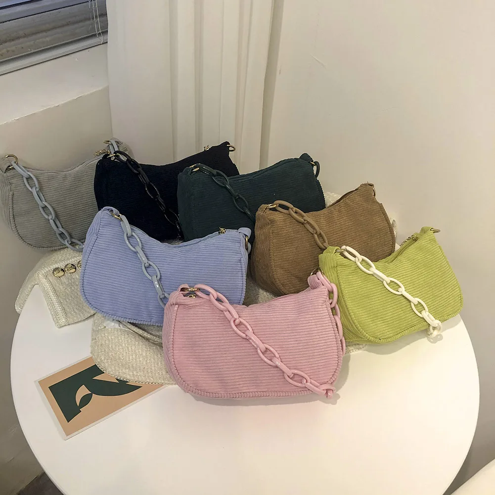 Новые Женские сумки в стиле ретро Вельветовая однотонная сумка через плечо