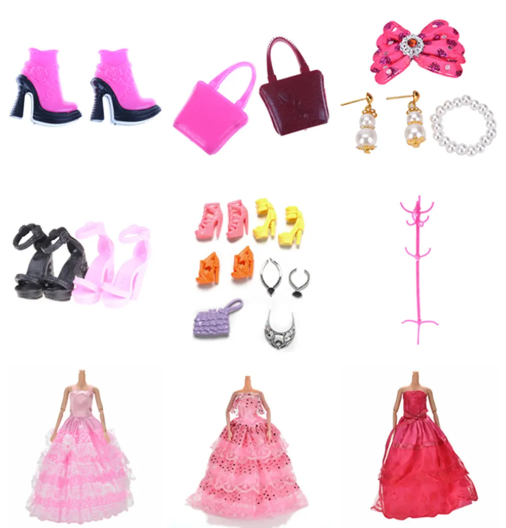 Модные куклы обувь сумки юбки для кукол подставка одежды Play Hanger ювелирные