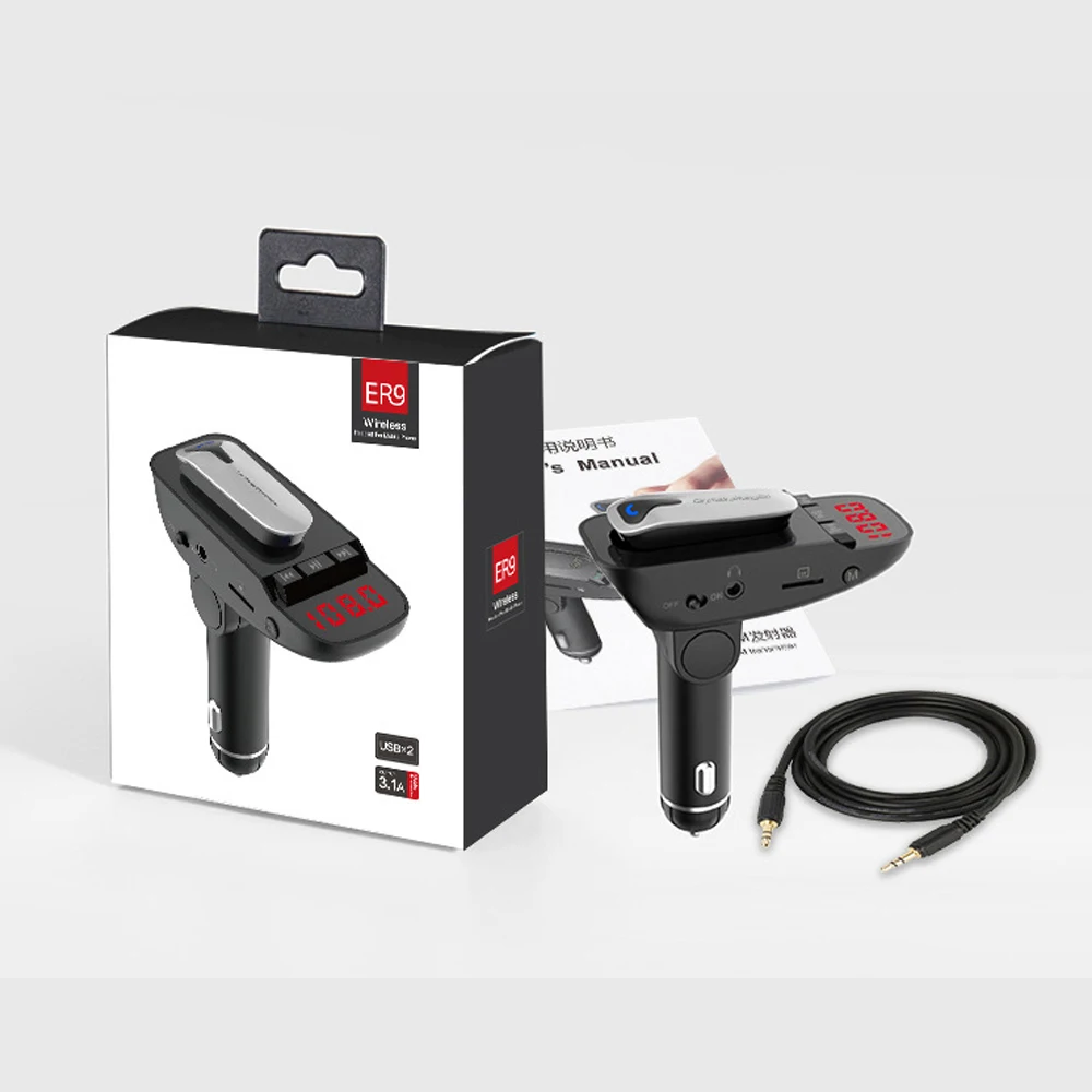 VR robot Bluetooth 4 2 FM передатчик модулятор беспроводные наушники в ухо Handsfree Car Kit 5V 3.1A USB