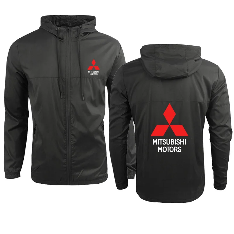 

High qualit Pure cotton Spring Autumn Fashion Men's Hoodie Mitsubishi Car Logo Printing Color matching sweatshirt Men's jacket