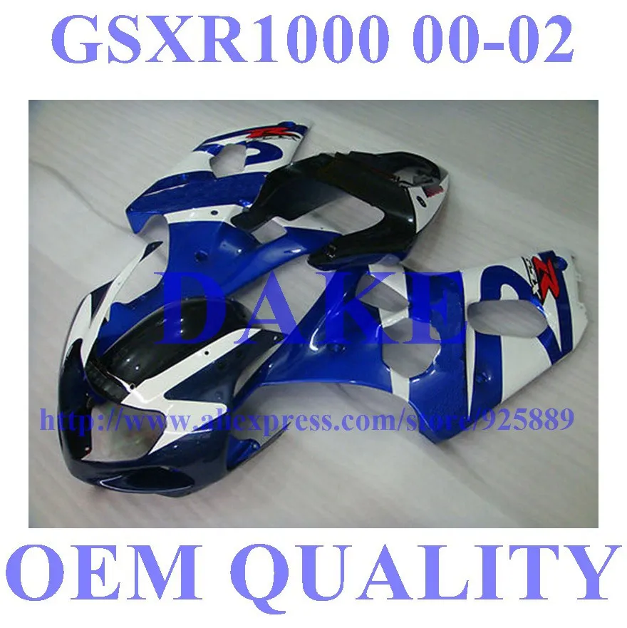

Blue U4362 Fairing Kit For SUZUKI GSX-R1000 GSXR1000 GSXR 1000 K2 K1 00 01 02 2000 2001 2002 Fairings Tim