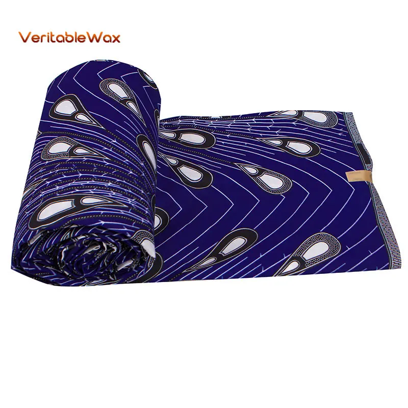 

6 Yard/Lot Blue ground African Fabric Diamond Pattern Ankara Polyester Cloth For Sewing Wax Print Handwork Organic Fabric FP6388