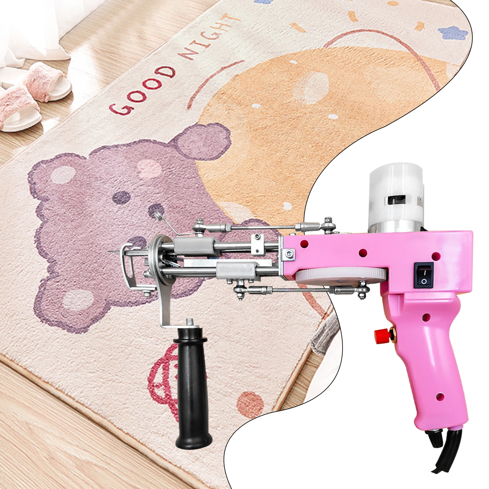 

2 IN 1 Do Both Cut Pile and Loop Pile Electric Carpet Tufting Gun Pink Carpet Weaving Flocking Machines Hand Gun Christmas Gift
