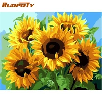 ruopoty sunflower oil paint by numbers diy framed on canvas modern home decoration artcraft handmade home decor artwork