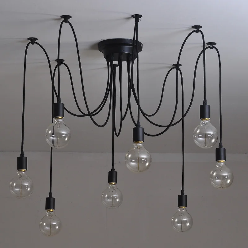 

Nordic Pendant Lights Spider Industrial Lamps Led Decorative Chandeliers Hanging Lamp for Living Dining Room Kitchen Loft Edison