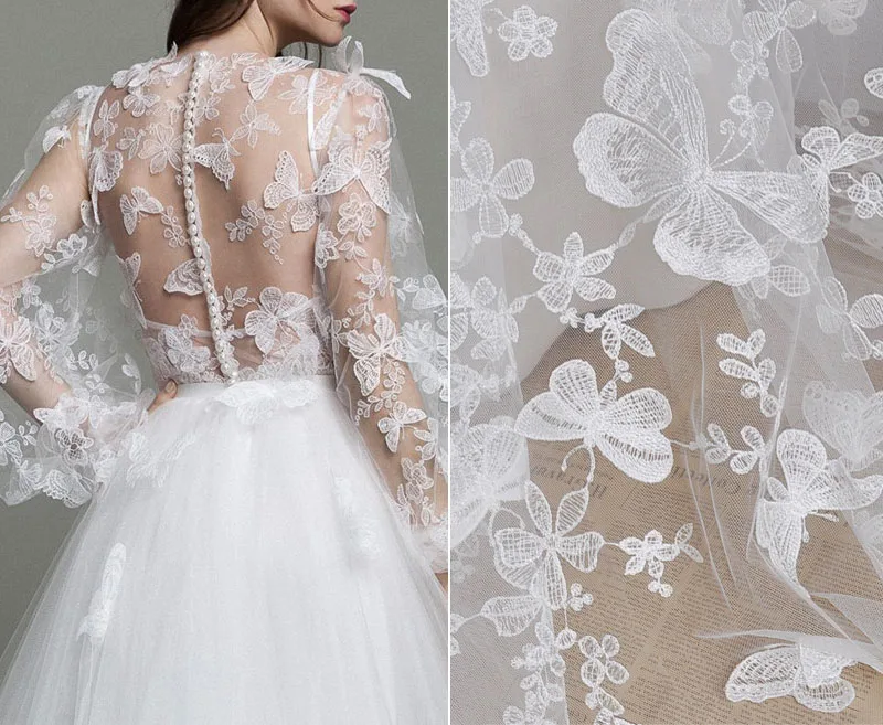 Высококачественная Мягкая сетчатая трикотажная ткань белое объемное платье