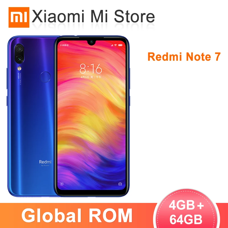 Xiaomi Redmi Note 7 смартфон с восьмиядерным процессором Snapdragon 660 ОЗУ 4 Гб ПЗУ 64 ГБ 48 МП 4000