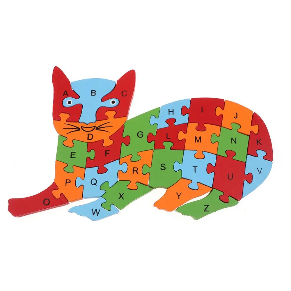 Cat 18 маленьких детей, деревянные игрушки, алфавит, количество, здание, головоломка, форма змеи, смешная цифровая игра-головоломка, развивающие игрушки - Цвет: Cat