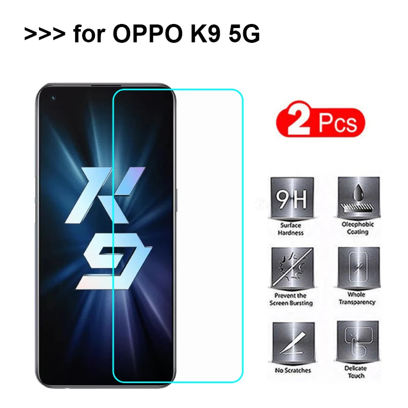

2 шт., закаленное стекло для OPPO K9 5G, Защитная пленка для экрана 9H, Защитное стекло для Cristal OPPO K9 K 9 5G PEXM00 Pelicula De Vidro