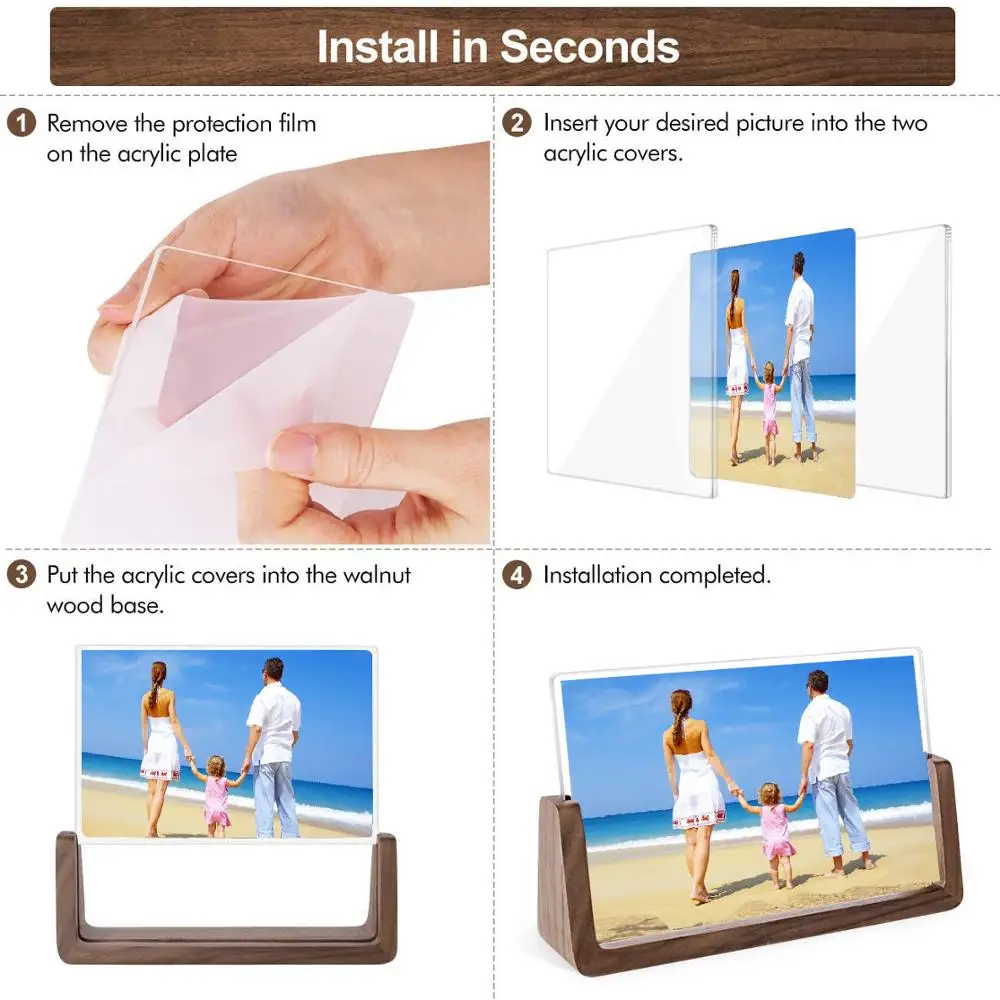 Фоторамка с подставкой 5x7 дюймовая фоторамка Бесплатная подставка для стола или