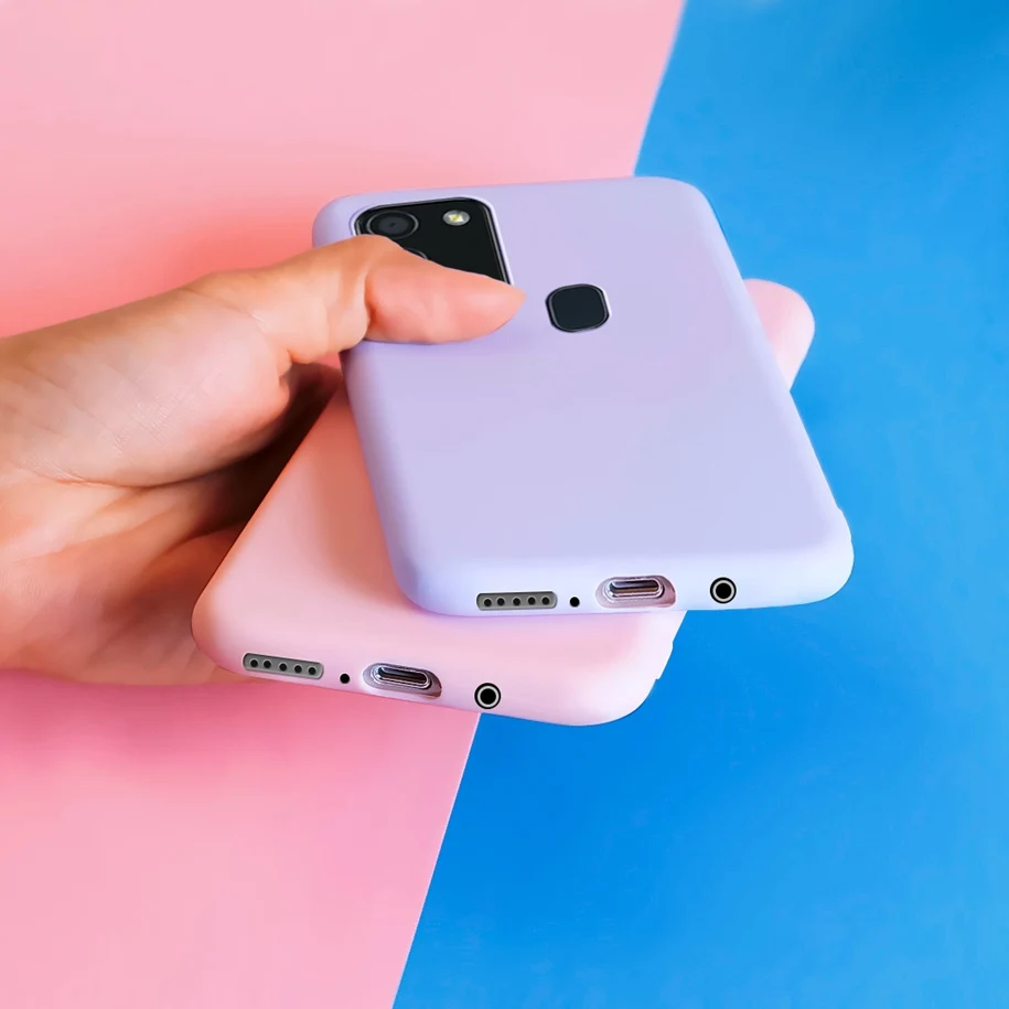 For Samsung A21S Case Covers Candy Solid Color Shockproof Soft Silicone Back Cover Galaxy A 21S A217F Capa | Мобильные телефоны и