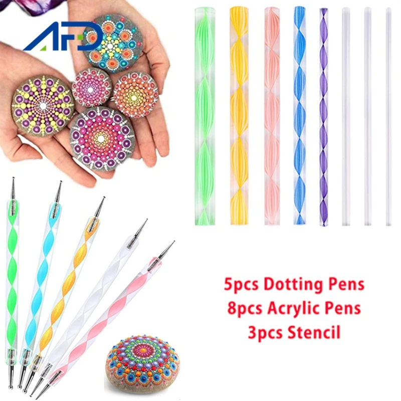 

3/5/8/16pcs Mandala Dotting Tools Set Acrylic Rods Dotting Pens Brush Art Kit DIY Craft Accessories for Painting Rocks Drawing