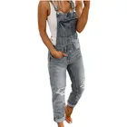 Модный женский мешковатый джинсовый комбинезон с перекрестными краями, специальные джинсовые комбинезоны, длинный Свободный Повседневный Комбинезон, популярный комбинезон на подтяжках, 6017