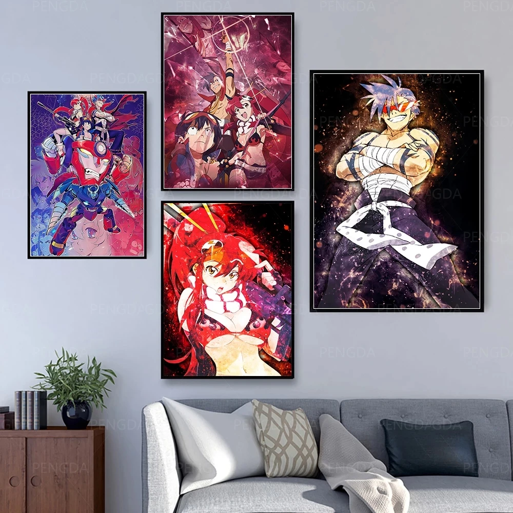 

Home Decor Canvas Prints Gurren Lagann Kamina Painting Poster Wall Art Modular Anime Pictures For Bedside Background No Frame