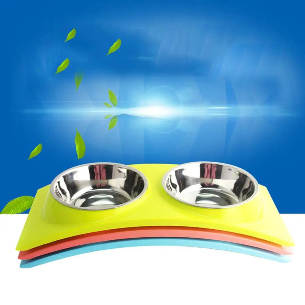 Миски из нержавеющей стали с двойной собачкой и кошкой всплеск корм для домашних
